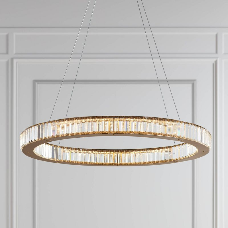 Possini Euro Design Vesta Gold Ring Pendant Light 35 1/2" Wide Modern LED Crystal Glass for Dining Room House Foyer Kitchen Island Entryway Bedroom