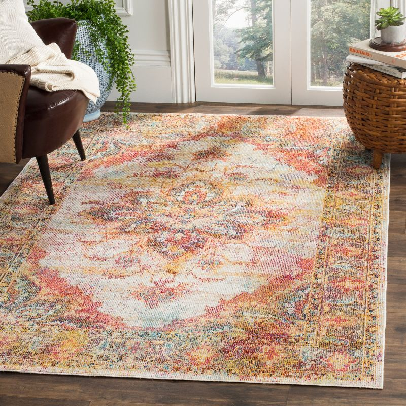 Crystal CRS508 Power Loomed Area Rug - Cream/Rose - 4'x6' - Safavieh.