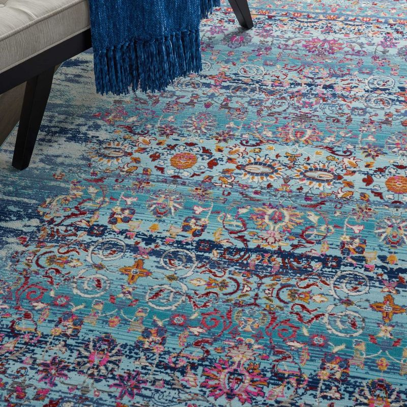 Nourison Vintage Kashan VKA02 Blue/White/Orange Indoor Area Rug - 5'3 x 7'10