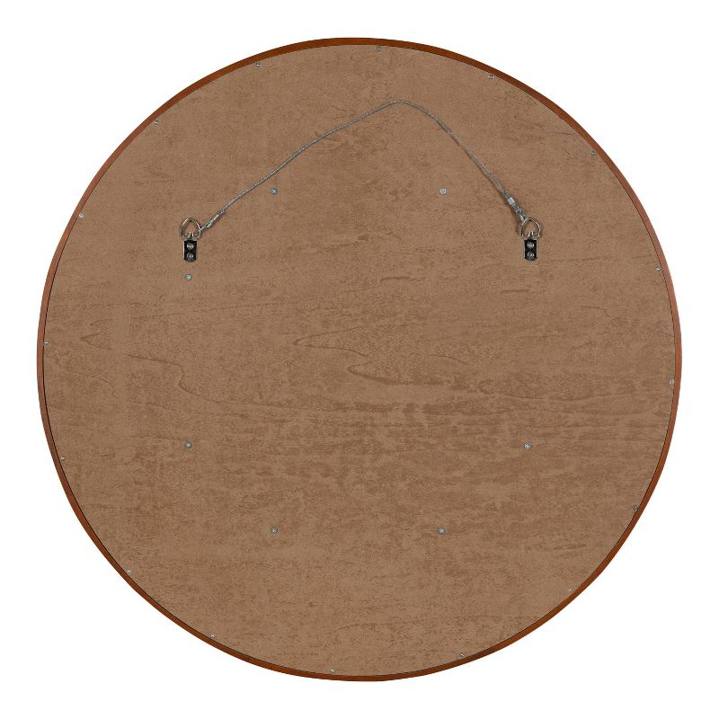 Kate & Laurel All Things Decor 30" Evans Round Wall Mirror Walnut Brown: Modern Style, Wood Frame, No Assembly Required
