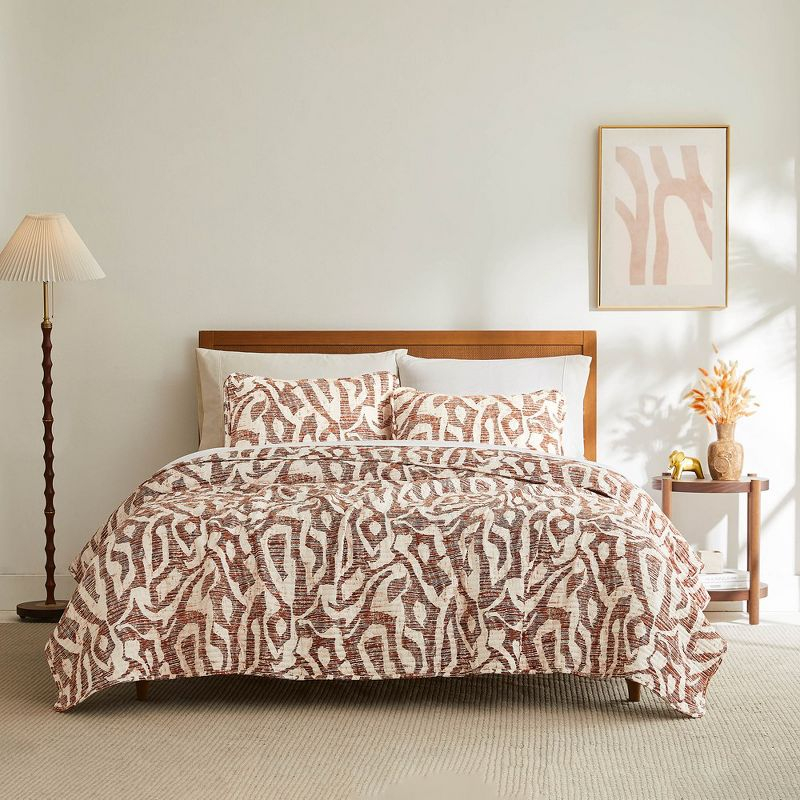 Southshore Fine Living Oversized Khari Lightweight 3-Piece Quilt Set Rust Full / Queen