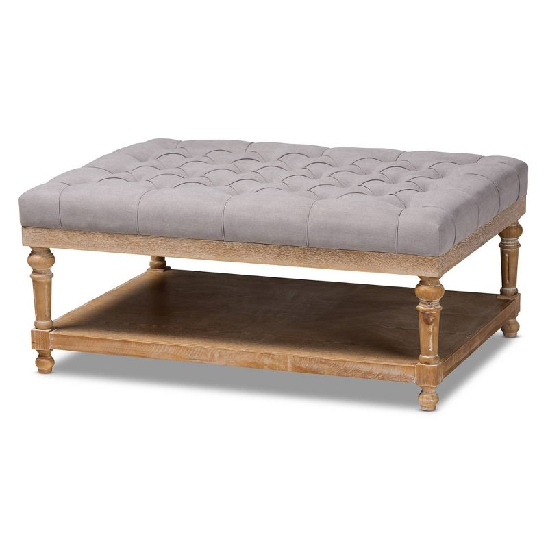 Lindsey Linen Fabric Upholstered Wood Cocktail Ottoman Gray/Gray Washed - Baxton Studio