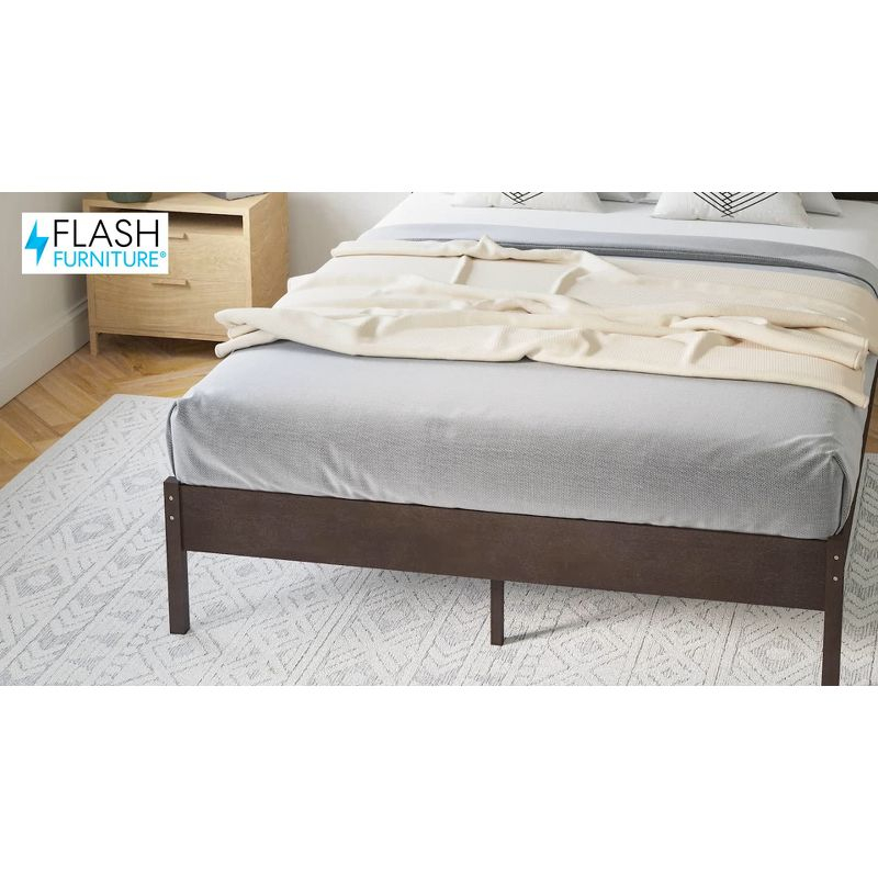 Flash Furniture Asher King Size Solid Wood Platform Bed with Wooden Slats and Headboard, No Box Spring Needed, Light Brown
