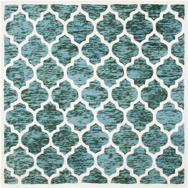 Himalaya HIM121 Hand Loomed Area Rug - Turquoise/Ivory - 6'x6' - Safavieh.