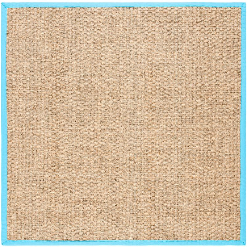 Natural Fiber NF114 Power Loomed Area Rug - Natural/Turquoise - 6'x6' - Safavieh.