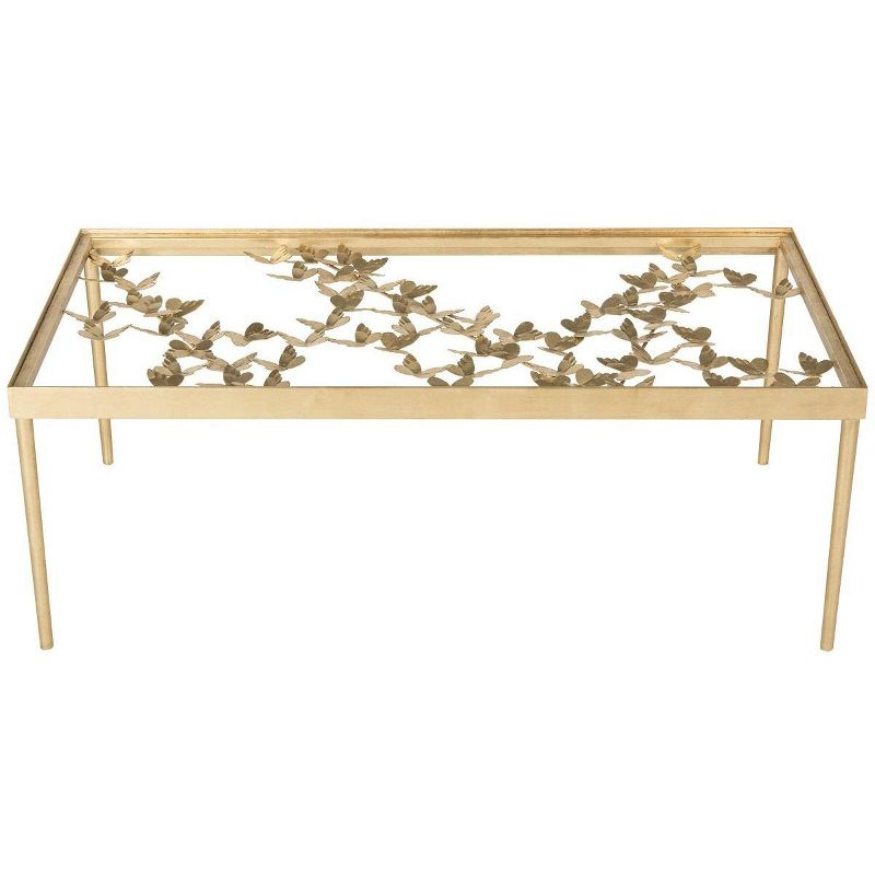 Rosalia Butterfly Coffee Table - Gold/Tempered Glass - Safavieh