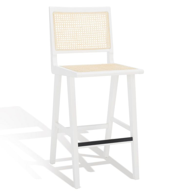 Hattie French Cane Barstool - SFV4140 - White/Natural - Safavieh Couture