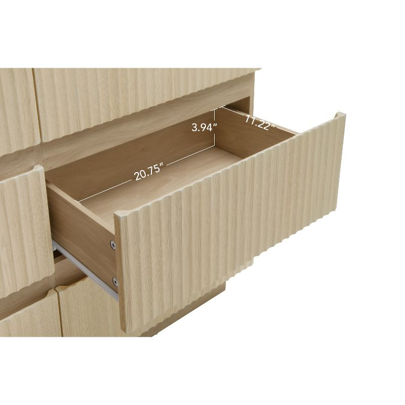 47.24 Inch  6 Drawer Dresser, Double Drawer Chest, Modern Drawer Chest With Led, Drawer Organizer Beige
