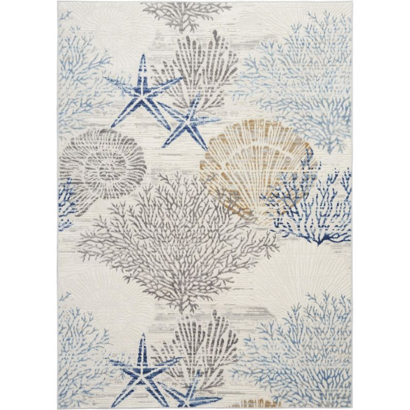 Nourison Pompeii 5'3" x 7'3" Ivory Grey Blue Nautical Indoor Rug