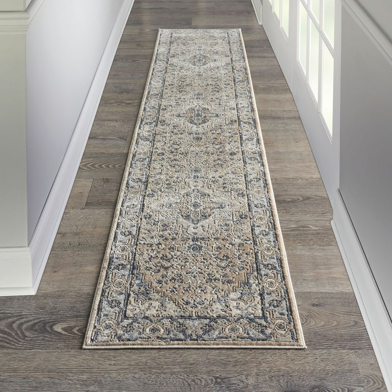 Nourison Concerto Center Medallion Indoor Rug Beige Grey 2'2" x 10'