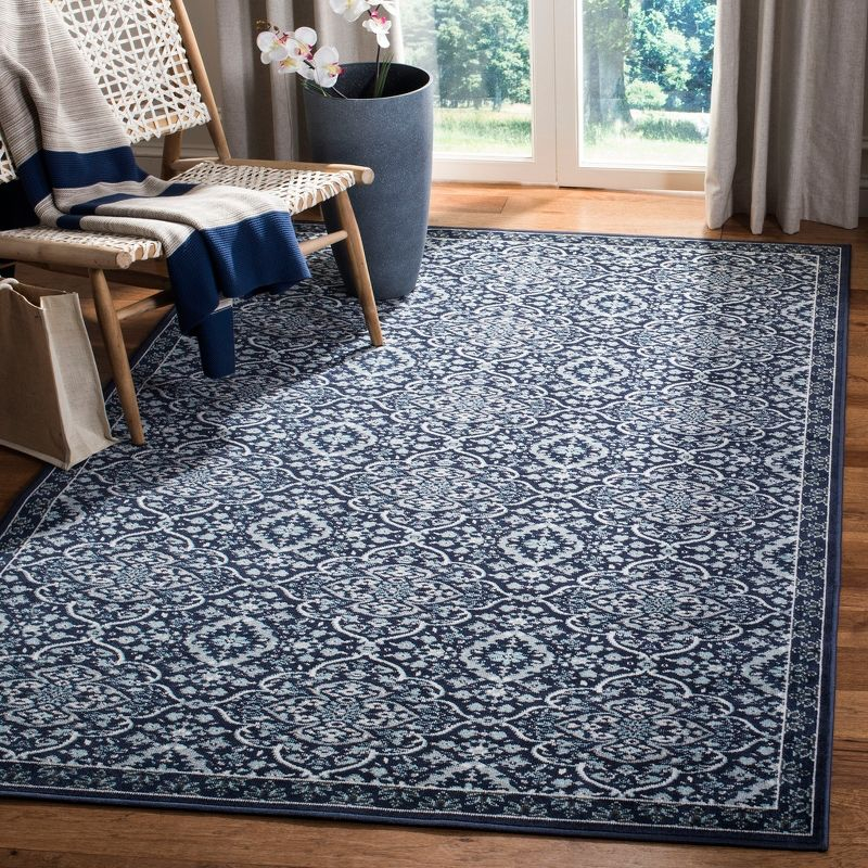 Montage MTG283 Power Loomed Indoor/Outdoor Area Rug - Navy/Ivory - 4'x6' - Safavieh.