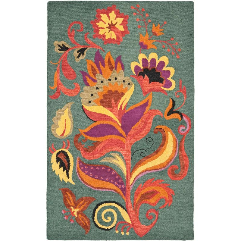 Blossom BLM679 Hand Hooked Area Rug - Blue/Multi - 5'x8' - Safavieh.