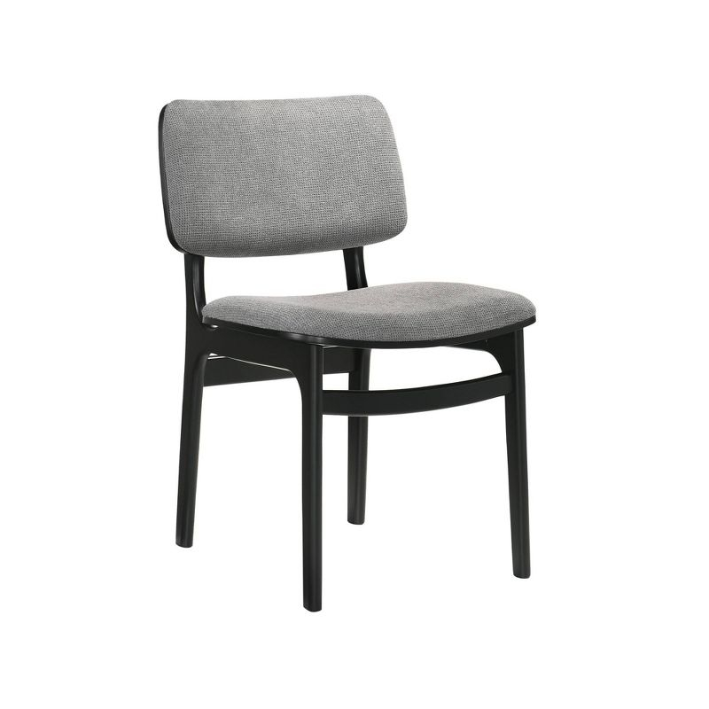 Set of 2 Lima Upholstered Wood Dining Chairs Black - Armen Living: Mid-Century Modern, Rubberwood Frame, Gray Polyester