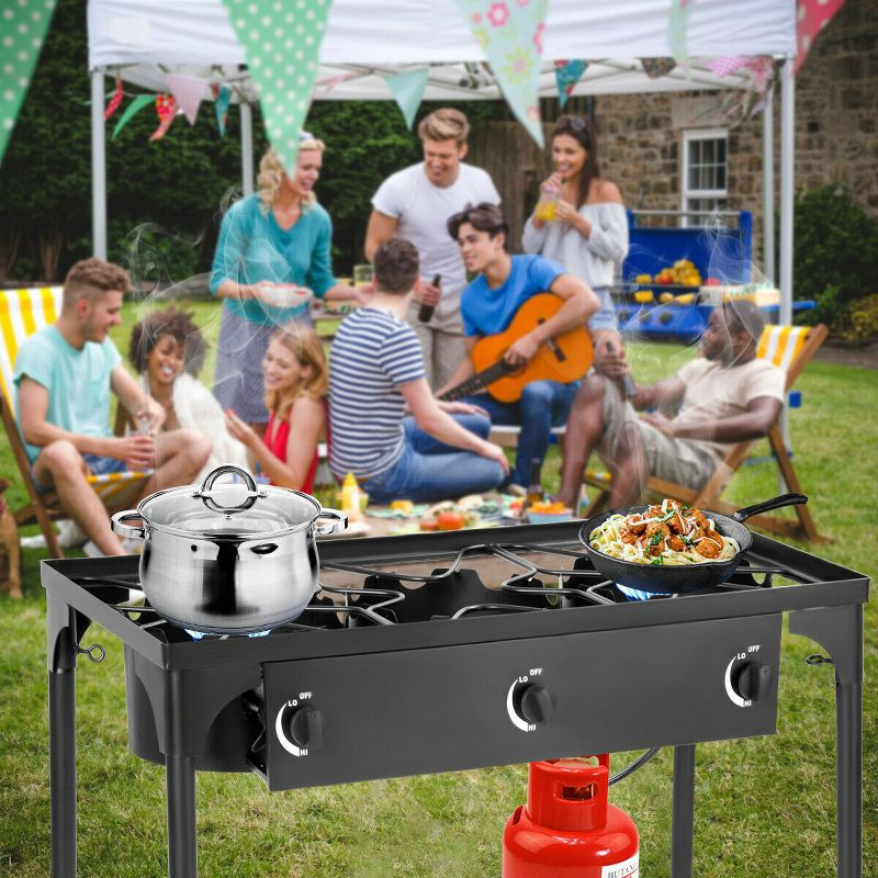 Costway Portable Propane 225,000-BTU 3 Burner Gas Cooker Outdoor Camp Stove BBQ