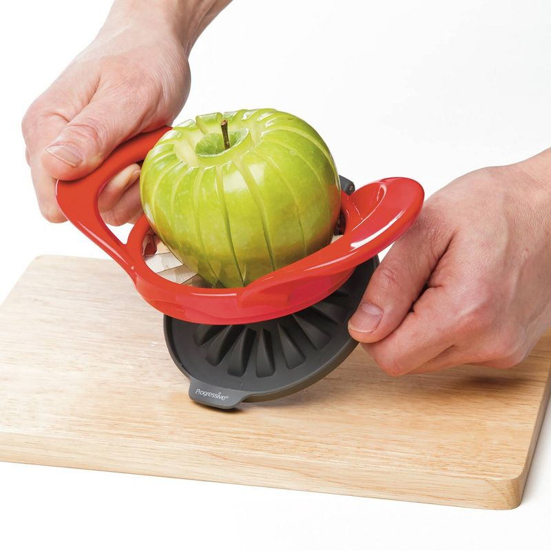 Prepworks Thin Apple Slicer: Stainless Steel Fruit & Mandolin Slicer, Dishwasher-Safe, Red