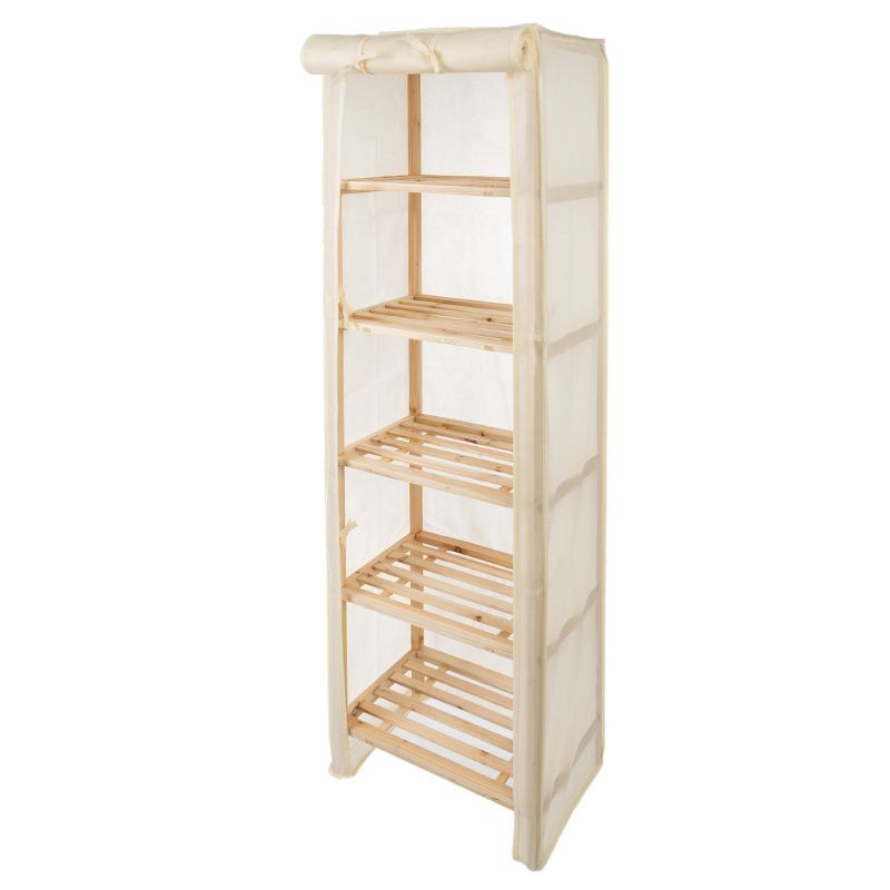 Hastings Home 5-Tier Wood Storage Shelving Rack With Removable Cover