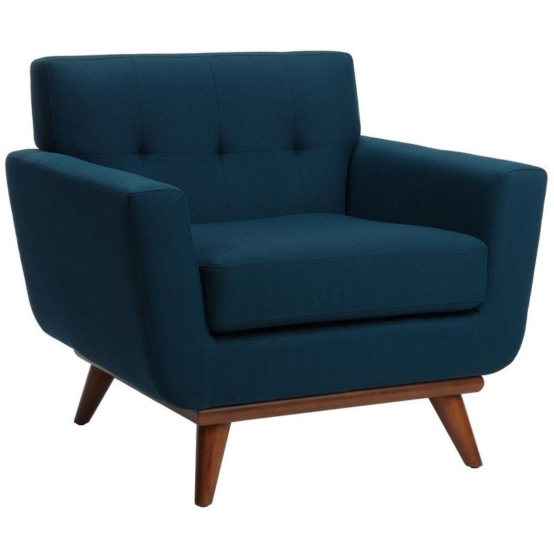 Opal Linen Tufted Arm Chair - Dark Teal - Safavieh