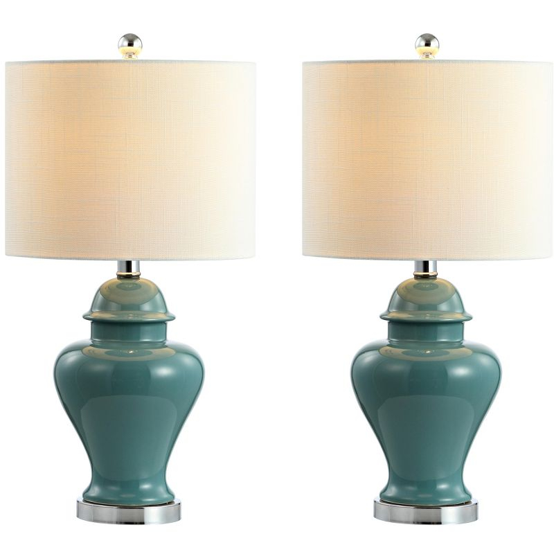 JONATHAN Y Qin 22" Ceramic/Iron Classic Cottage LED Table Lamp, Jade Green