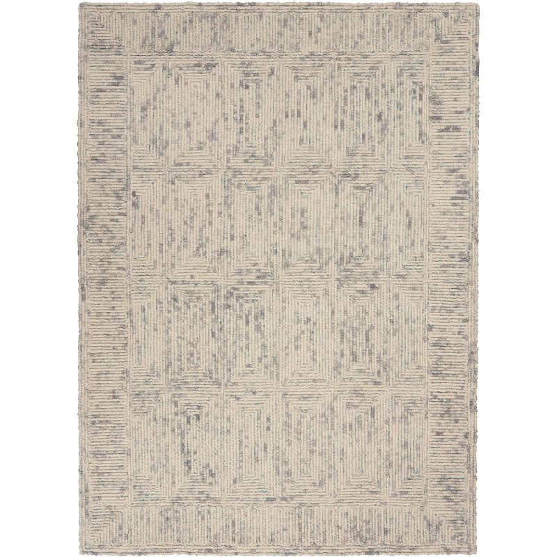 Nourison Vail Contemporary Indoor Area Rug Ivory Grey Teal 5'3" x 7'3"