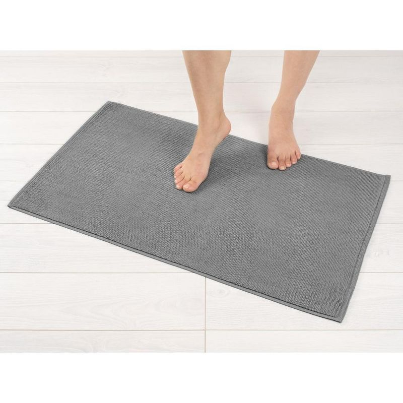 American Soft Linen 100% Cotton Bath Mat Rugs, 20x34 inches Slip Resistant Bottom Base Bath Mats for Bathroom, Rockridge Grey