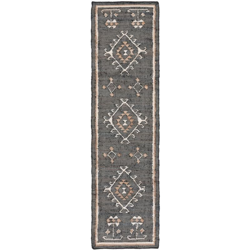 Kilim KLM762 Flat Weave Accent Rug - Black/Ivory - 2'3"x5' - Safavieh