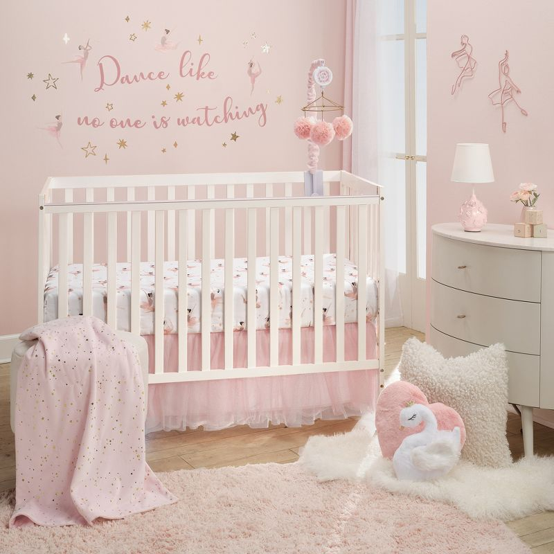 Lambs & Ivy Ballerina Baby Breathable 100% Cotton Fitted Crib Sheet - White