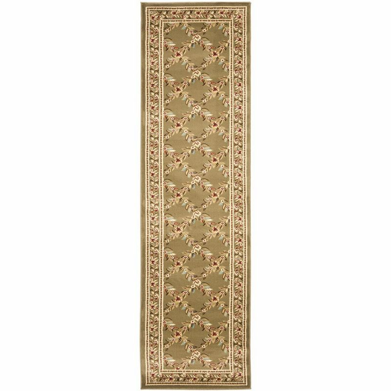 Lyndhurst LNH557 Power Loomed Runner Rug - Green/Green - 2'3"x12' - Safavieh