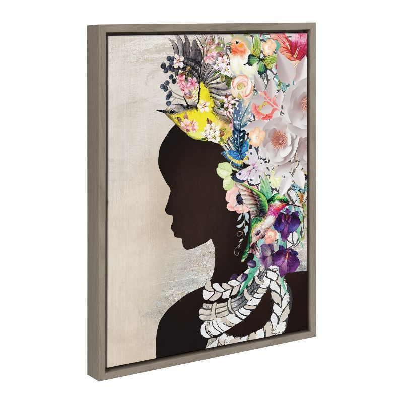 Kate and Laurel Sylvie Natural Woman Framed Canvas by Nikki Chu, 18x24, Gray