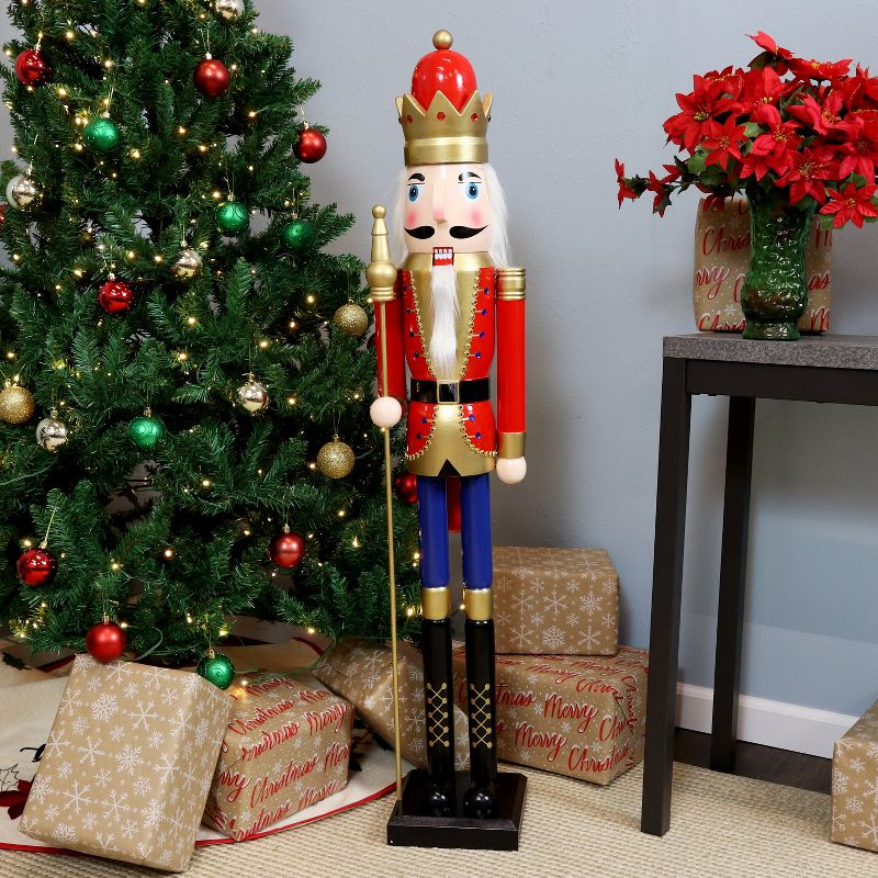 Sunnydaze Arnold the Strong Indoor Decorative Traditional Christmas Wooden Nutcracker Statue, 48-Inch