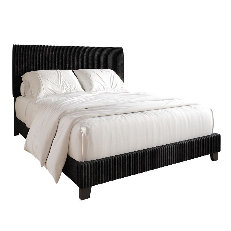 ChaletPosh Queen Size Upholstered Bed In Black Velvet