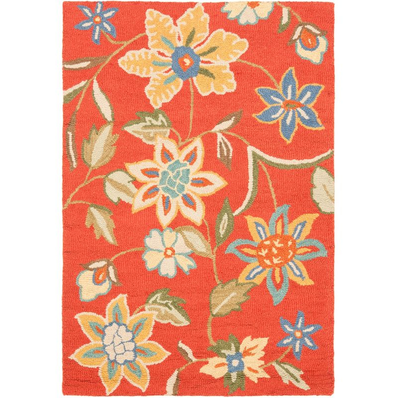 Blossom BLM673 Hand Hooked Area Rug - Rust/Multi - 4'x6' - Safavieh.