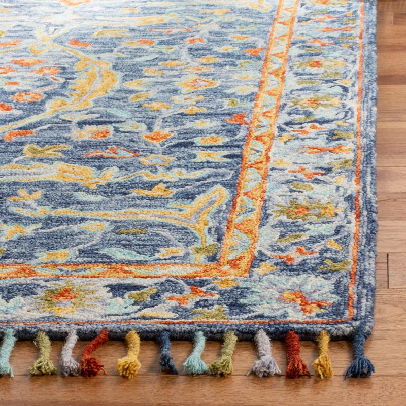 Aspen APN116 Hand Tufted Area Rug - Blue/Rust - 7' X 7' Square - Safavieh.