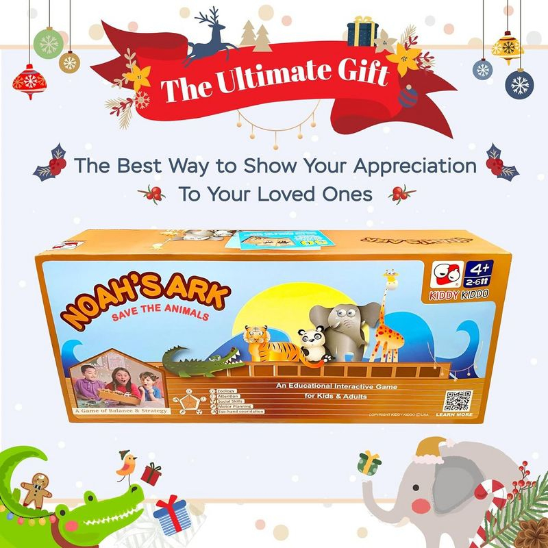 Noah's Ark Toy, Balancing Game Religious Stacking Educational Board Game with Animal Toy, 50 Animals