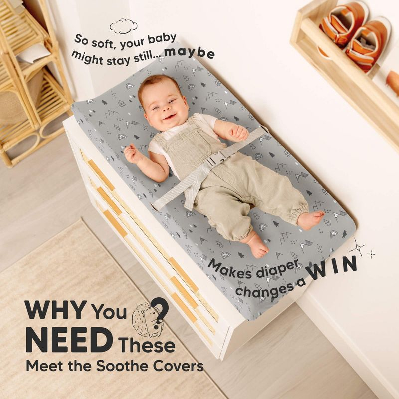 KeaBabies 2pk Soothe Changing Pad Covers for Girl, Boy, Organic Soft Cotton Contoured Diaper Changing Table Pad Covers (Woodland)