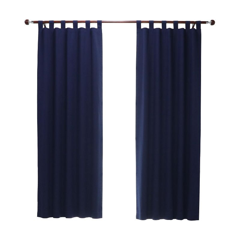 Thermalogic Weathermate Room Darkening UV Protection Tab Top Curtain Panel Pair for Windows Each 80" x 84" Navy