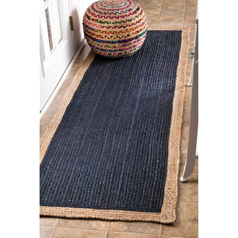 2'6"x8' Runner Hand Woven Eleonora Area Rug Blue- nuLOOM: Modern Jute Runner Rug, Low Pile, Indoor Use