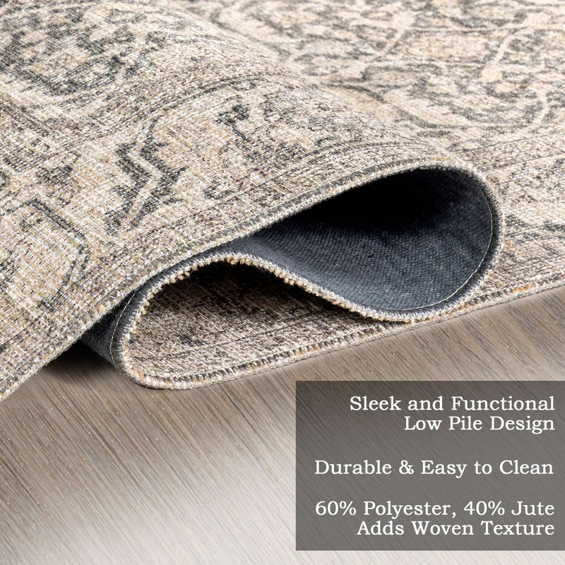 Nuloom Hillstone Collection Calantha Traditional Vintage Medallion Area Rug, 5' x 8', Beige