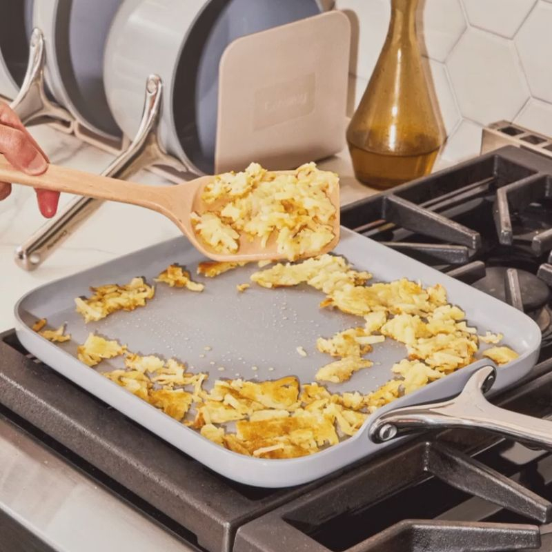 Caraway Home 11.02" Nonstick Square Flat Griddle Fry Pan Sage: Caraway Cookware, Silicone Polyester, Hand Wash