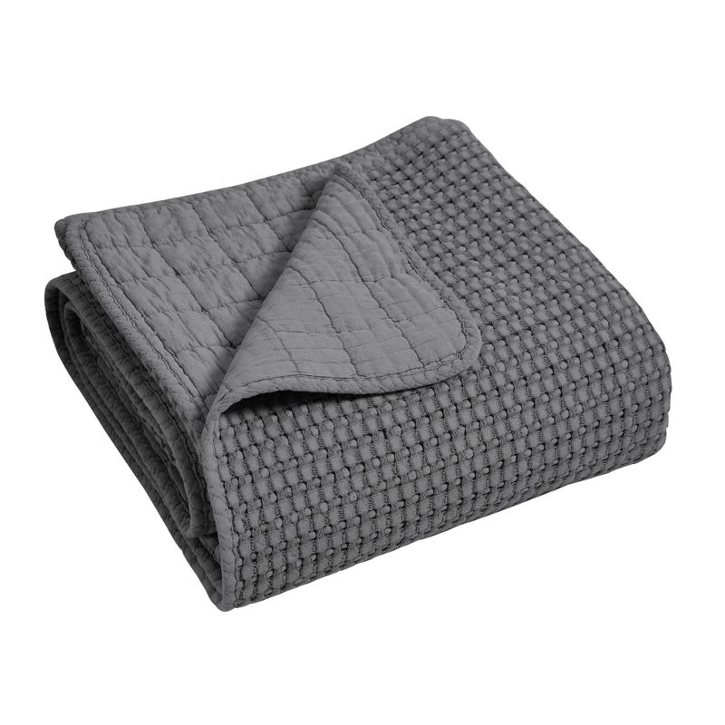 Mills Waffle Charcoal Quilted Throw - Levtex Home