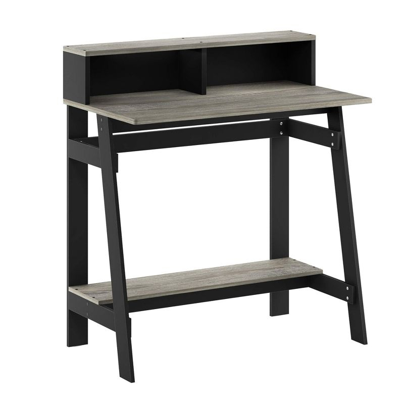 Furinno 31.6" Small Industrial Computer Desk Home Office Study Writing Desk with Open Shelf,Black/French Oak