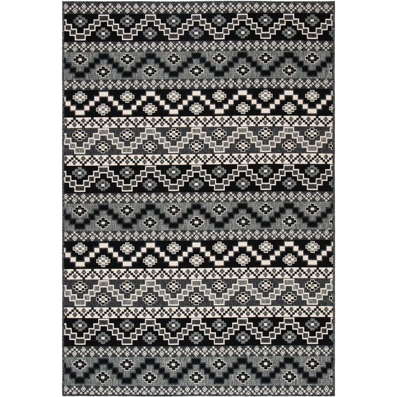 Veranda VER095 Power Loomed Indoor/Outdoor Area Rug - Black/Beige - 5'3"x7'7" - Safavieh.