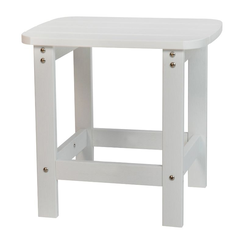 Merrick Lane Poly Resin Indoor/Outdoor All-Weather Adirondack Side Table in White