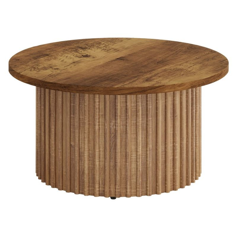 Resenkos Center Coffee Table, Living Room Table,31.5" Coffee Table, Farmhouse Circle Center Table Sofa Side Table Brown