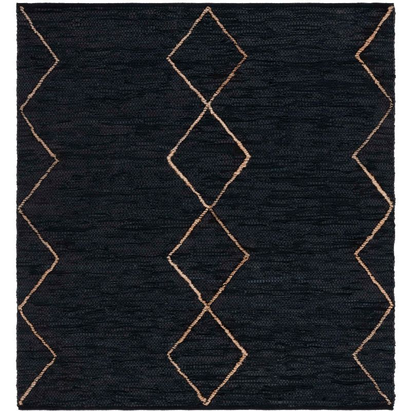 Vintage Leather VTL801 Hand Woven Area Rug - Black/Natural - 6'x6' - Safavieh.