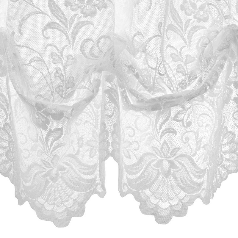 Habitat Limoges Sheer Rod Pocket Timeless Romantic Floral Lace Design Balloon Curtain 55" x 63" White