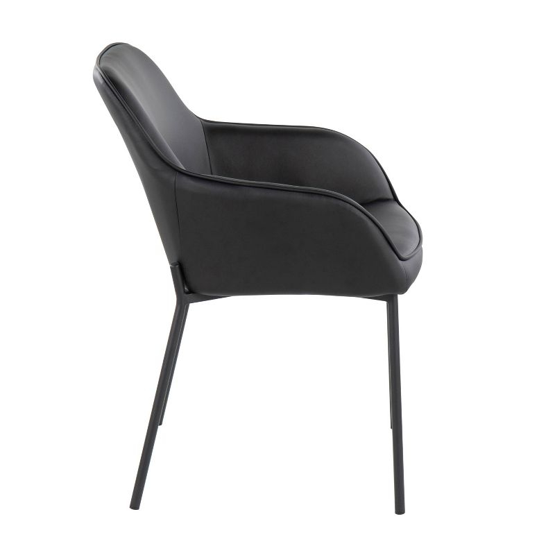 Set of 2 Daniella PU Leather/Steel Dining Chairs Black - LumiSource: Contemporary Style, Metal Base, Armrests