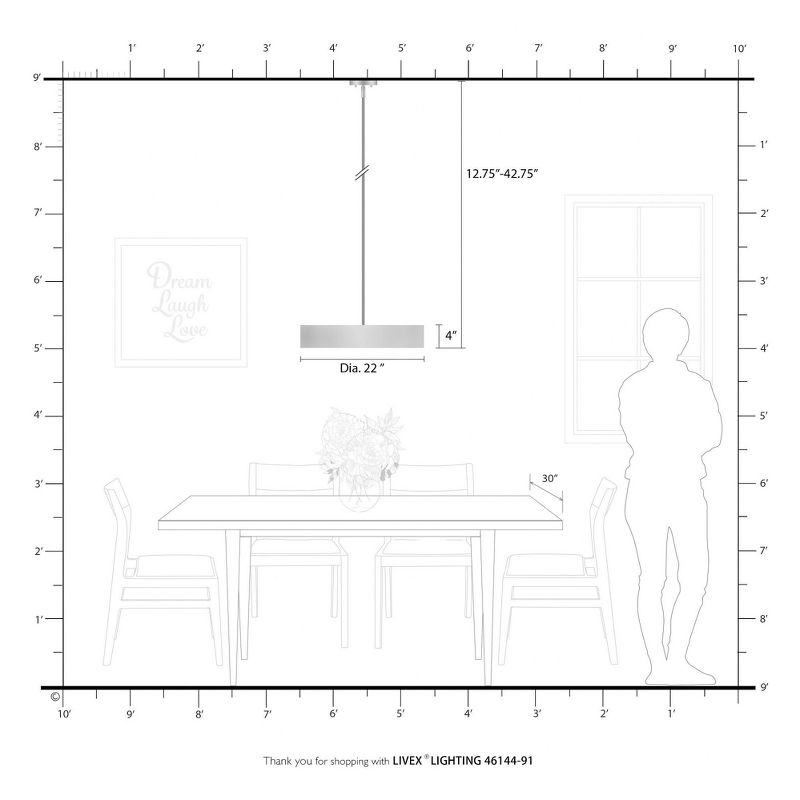 Livex Lighting Elmhurst 4 - Light Pendant in  Brushed Nickel/Shiny White