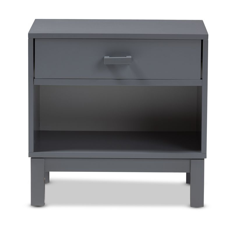 Deirdre Modern and Contemporary Wood 1 Drawer Nightstand Gray - Baxton Studio: Rubberwood, Engineered Frame, Open Shelf