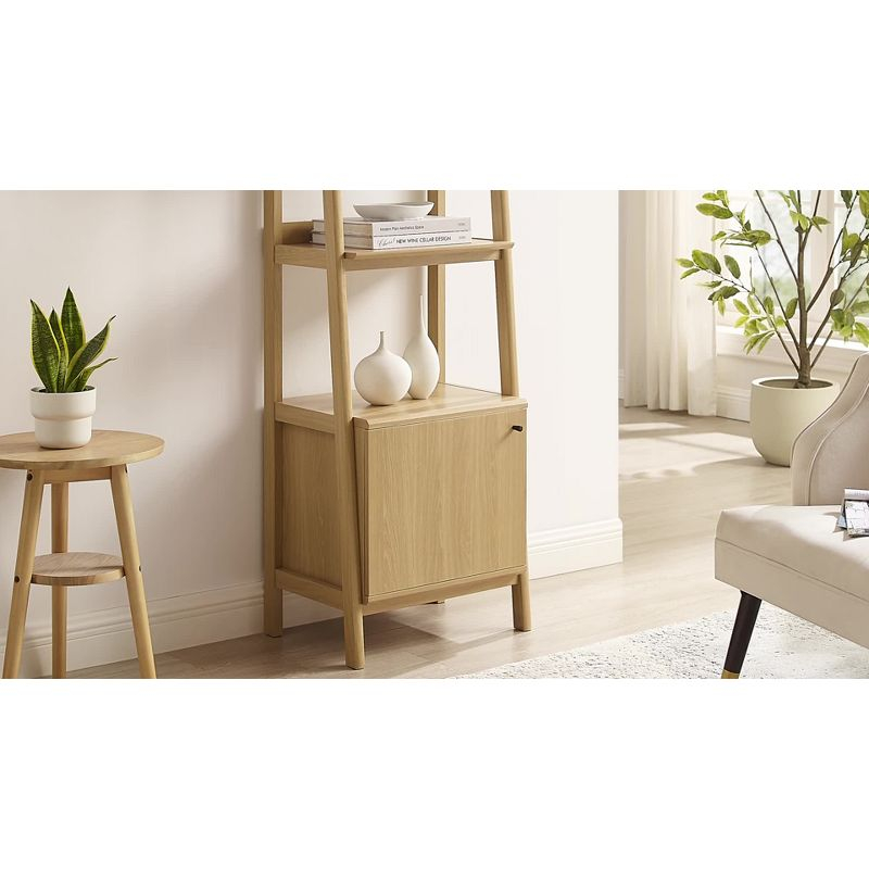 71" Bixby Bookshelf Display Walnut/White - Modway: Modern Vertical Storage, 4 Shelves, Metal Hardware