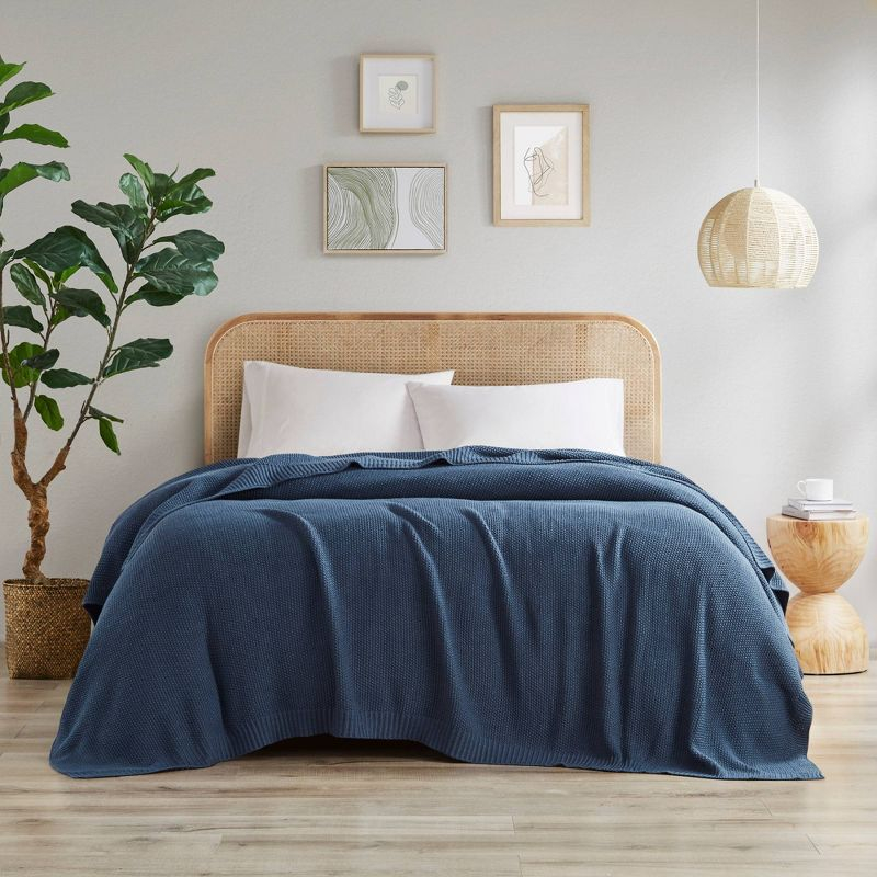 Twin Bree Knit Bed Blanket Indigo